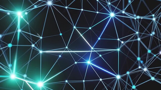 Futuristic Digital Network Connecting Nodes with Bright Glowing Lines