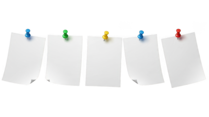 Paper notes with thumbtacks