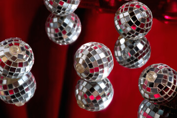 Disco balls on red