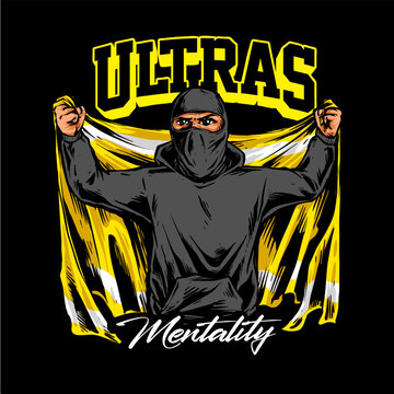 vector of ultras hooligan casual ultras football soccer supporter with flag