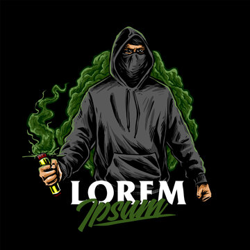 vector of ultras hooligan casual ultras football soccer supporter with flare smoke