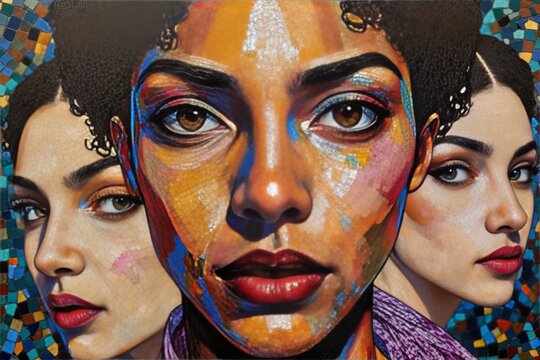 Portrait Made of Multi-layered Faces in a Mosaic Style