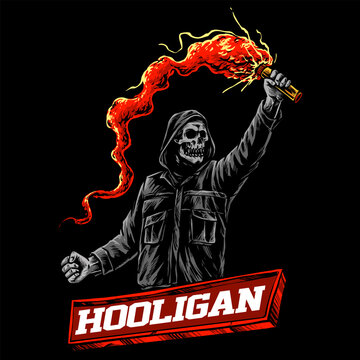 vector of ultras hooligan casual ultras football soccer supporter with flare smoke
