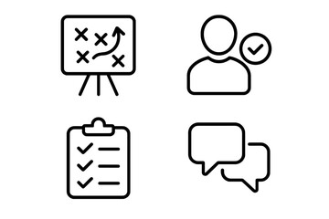 Set of business icons for strategy planning management and communication tasks