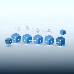 Blockchain Technology Interconnected Cubes Representing Security and Data