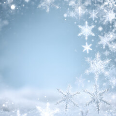 Winter Snowflakes: Dreamy Silvery Sky with Frosty Festive Glitter Background