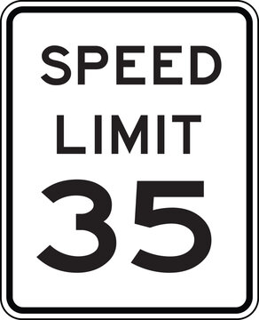 Speed Limit 35 Traffic Sign Editable Vector