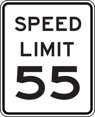 Speed Limit 55 Traffic Sign Editable Vector