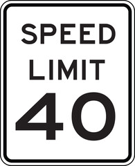 Speed Limit 40 Traffic Sign Editable Vector