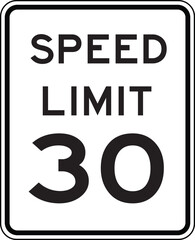 Speed Limit 30 Traffic Sign Editable Vector