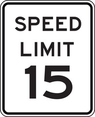 Speed Limit 15 Traffic Sign Editable Vector