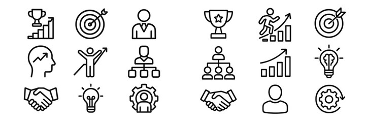 Conceptual representation of business success, achievement, goal setting, financial growth, teamwork, and strategy