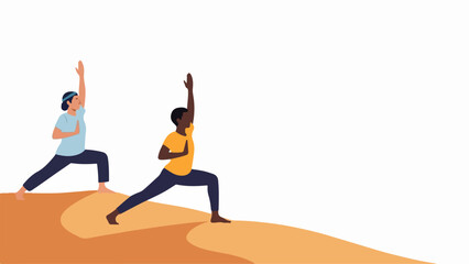 Image of December 4, 2025 shows two people performing a yoga pose on sand dunes, fitness lifestyle. Image of December 4, 2025 demonstrating healthy activity and mindfulness in outdoor setting.