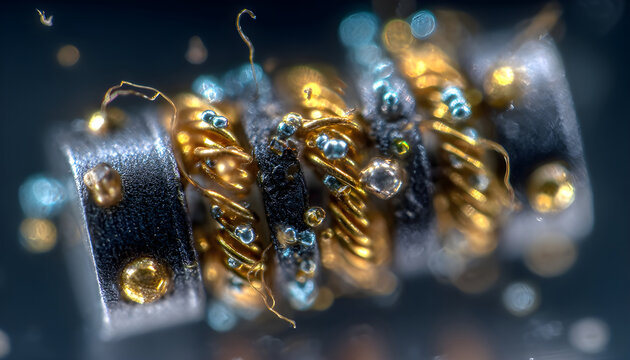 Vape RDA coil, mesh close-up under microscope