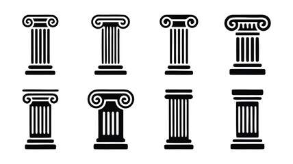 Classical Architectural Columns Icons Set