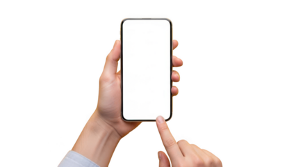 Smartphone with blank screen and finger touching