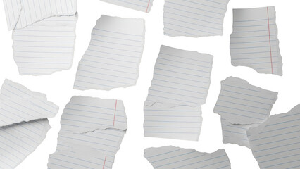 Paper torn lined pieces