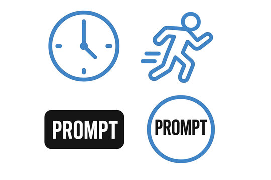 Clock and running figure symbolizing speed and urgency with prompt action buttons