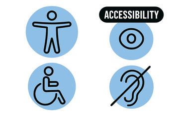 Essential set of universal design symbols for people with disabilities and special needs