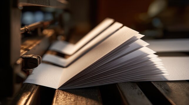 Intricate paper folding on machine in print shop setting