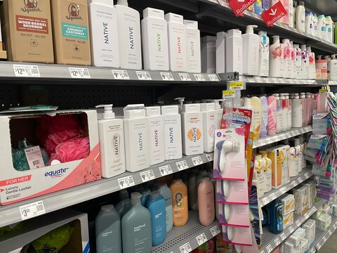 Walmart Body wash section Native Squatch Olay