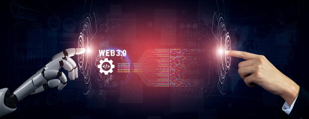 The concept of AI development and decentralized data processing in Web 3.0. The flow of information and code in the next generation AI internet. Motif