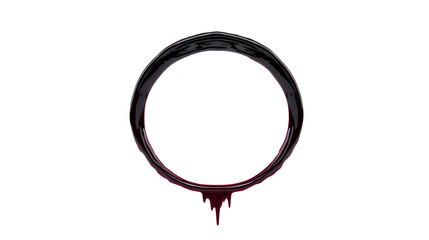 Black circular ink stain with dripping effect, isolated on transparent background, perfect for creative design, grunge art, or abstract decoration, evoking moody, artistic vibe