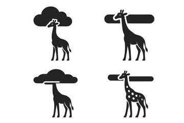 Fototapeta premium Atmospheric Sky Creatures. Icons for: a cloudbank shading a graceful giant, a vapor curtain resting above a tall roamer, a sky