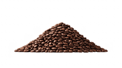 Pile of roasted coffee bean brown aromatic isolated on transparency background caffeine energy natural food ingredient closeup heap fresh organic morning beverage stimulating delicious texture