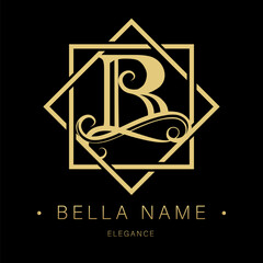 Logo, capital letter B. There is a botanical monogram in two squares - B. with organic plant elements. Vector design. beauty salon. for a tattoo studio.