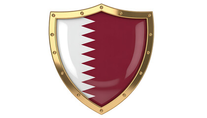 Qatar flag shield isolated on white background
