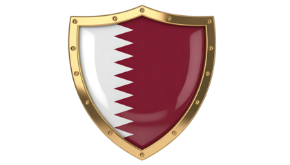 Qatar flag shield isolated on white background
