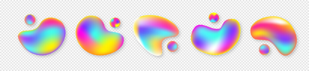 Liquid shape vibrant gradient set isolated on transparent background for decoration, banner, social media post,