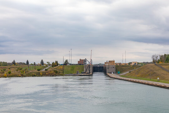 On a Cruise Ship Approaching the Empty Bertrand H. Snell Lock in Massena, New York on the St. Lawrence Seaway