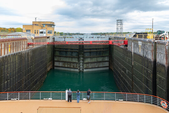 On the Aft Deck of a Cruise Ship in the Snell Lock on the St. Lawrence Seaway in Massena, New York