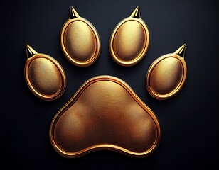 a gold colored paw print with four toes