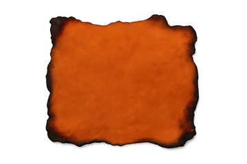 Old burnt parchment paper with charred irregular edges, vintage brown texture and transparent background