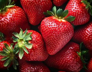 strawberry background top view close up generated ai