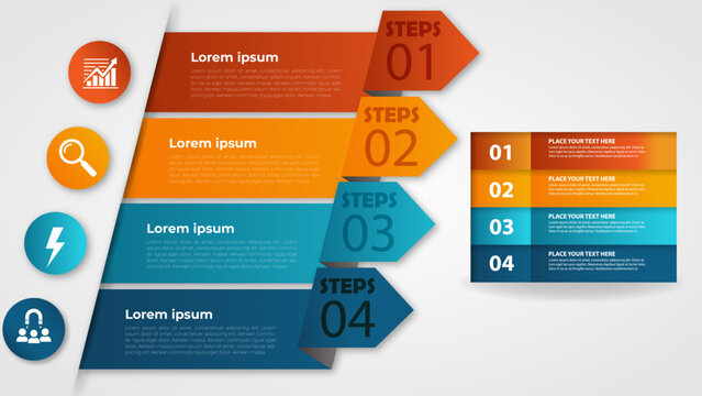 Dynamic business process infographic with steps for success, visualizing strategy and growth with vibrant colors in an easy to understand format, perfect for presentations and marketing