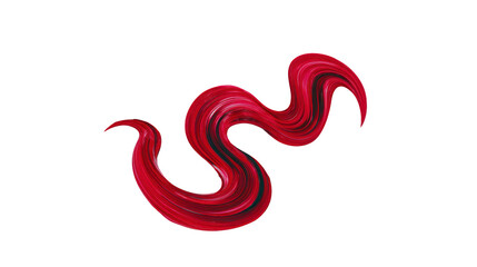 Red paint brush stroke, abstract wavy shape, isolated on transparent background, vibrant and creative, suitable for modern art, design, or digital illustration projects