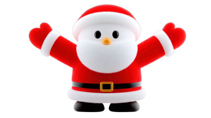 Obraz premium Cute cartoon Santa Claus character with open arms, fluffy white beard, red suit, black belt, and boots, cheerful holiday mascot, festive and joyful Christmas illustration