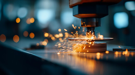 Internal grinding of cylindrical part with abrasive wheel machine sparks flying metal machining process industrial grinding operation manufacturing fabrication work