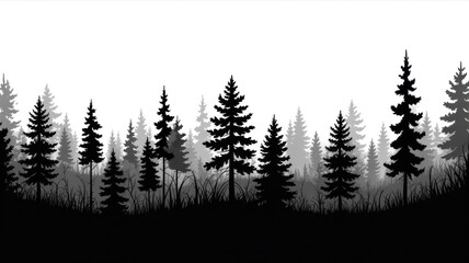Obraz premium HD Treeline on White Background. silhouette concept 