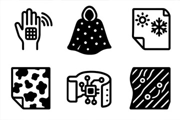 Programmable Matter Icons. Line style icons of Programmable Matter: smart skin interface, active cloak layer, environmental