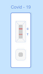 Flat realistic illustration of Covid rapid home test.