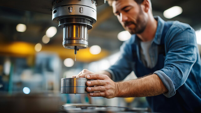 Faceless male worker hands operating industrial metal press factory setting production heavy machinery operation manufacturing press equipment industrial fabrication process