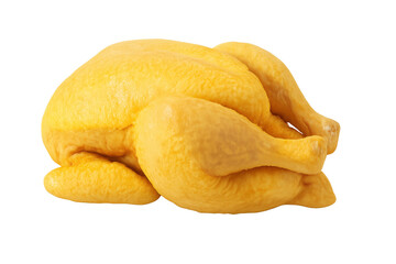 Raw whole chicken preparing for cooking, fresh poultry meat food ingredient on transparent background