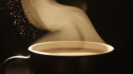 Warm aromas fill the air as steam gently rises from the cup in a serene morning light. This is a moment of pure comfort, inviting you to savor every sip.