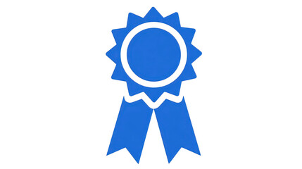 Blue award ribbon icon symbolizing achievement excellence and recognition with circular center and two tails often used for competitions certificates or educational success