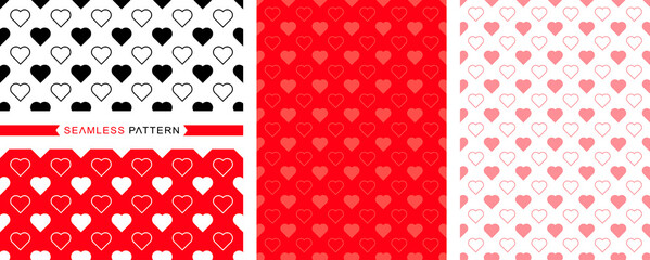 Heart symbol Seamless pattern, love seamless background, colors easily changed and heart geometric shape illustration.